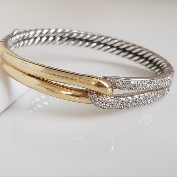 David Yurman Jewelry - David Yurman Labyrinth Diamond Bracelet with 18k Gold